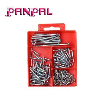 Hardware assortment sets 120 pcs cutting thread serrated shank galvanized wood screw